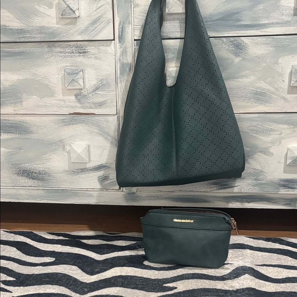 Elegant Green Perforated Tote Bag